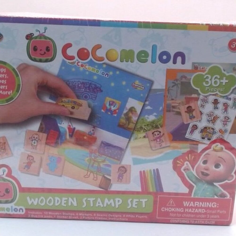 Cocomelon Wooden Stamp Set Kids Craft Activity Kit 36+‎ Pieces NIB